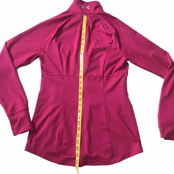 Under Armour All Seasons Gear Pink Track Jacket Mock Neck Size M Semi Fitted EUC - Picture 7 of 9